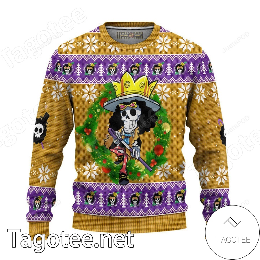 Brook One Piece Manga Anime Xmas Ugly Christmas Sweater