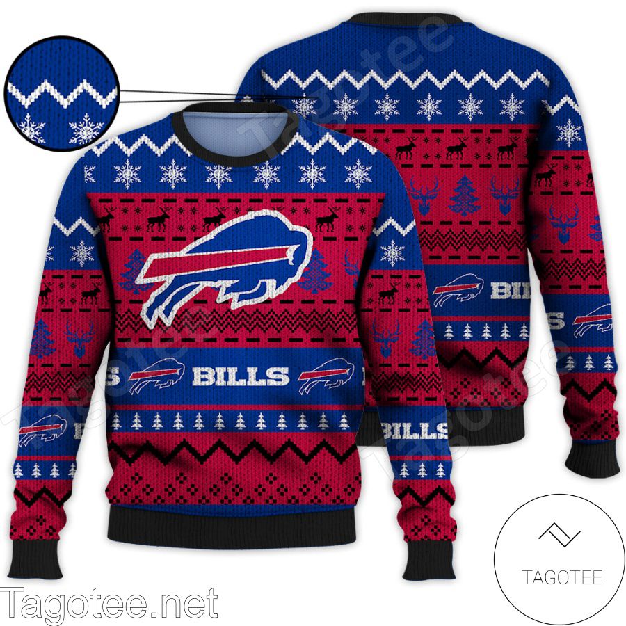 Buffalo Bills NFL Football Knit Pattern Ugly Christmas Sweater