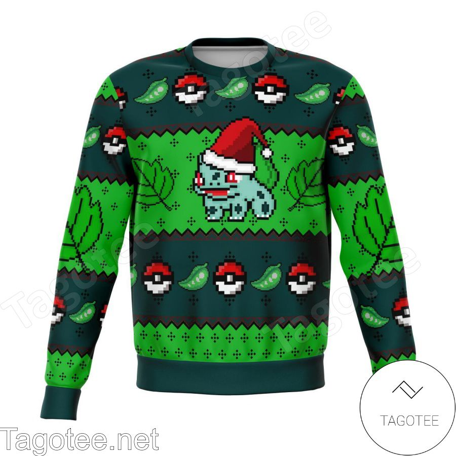 Bulbasaur Leaf Pokeball Pokemon Manga Anime Holiday Ugly Christmas Sweater