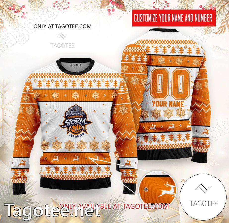 Caribbean Storm Islands Basketball Custom Ugly Christmas Sweater - MiuShop