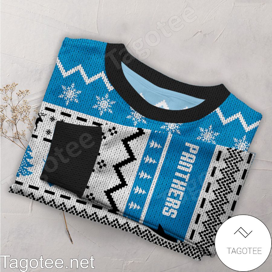 Carolina Panthers NFL Football Knit Pattern Ugly Christmas Sweater a