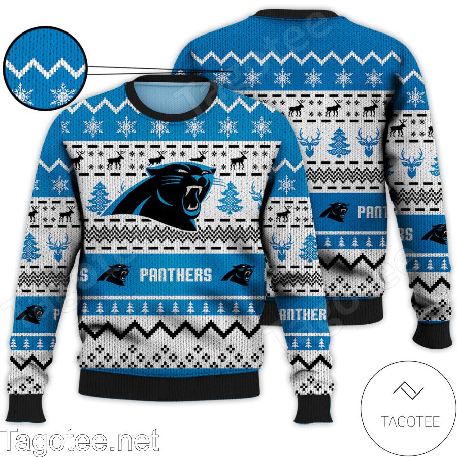 Carolina Panthers NFL Football Knit Pattern Ugly Christmas Sweater