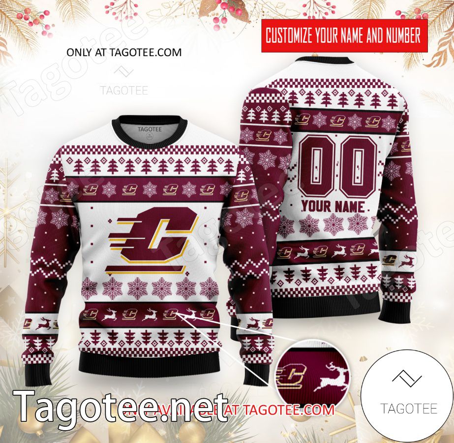 Central Michigan College Rugby Custom Ugly Christmas Sweater - BiShop