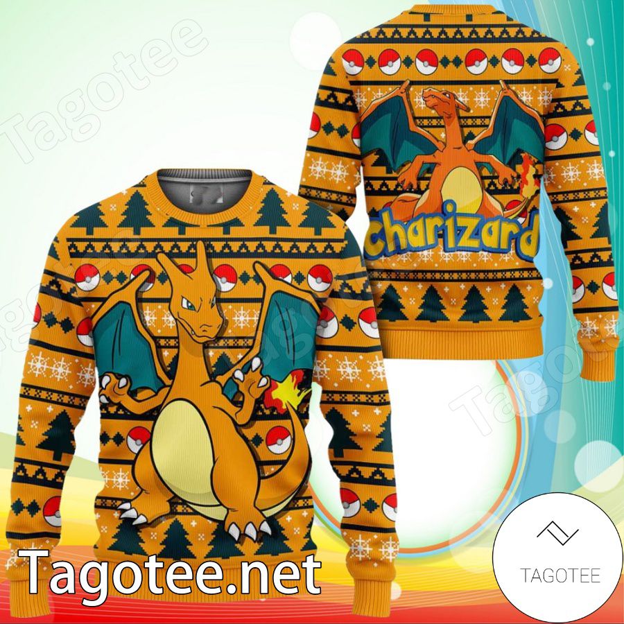 Charizard Anime Pokemon Xmas Ugly Christmas Sweater