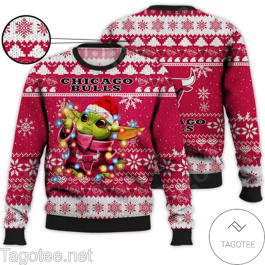 Chicago Bulls Baby Yoda Star Wars NBA Ugly Christmas Sweater