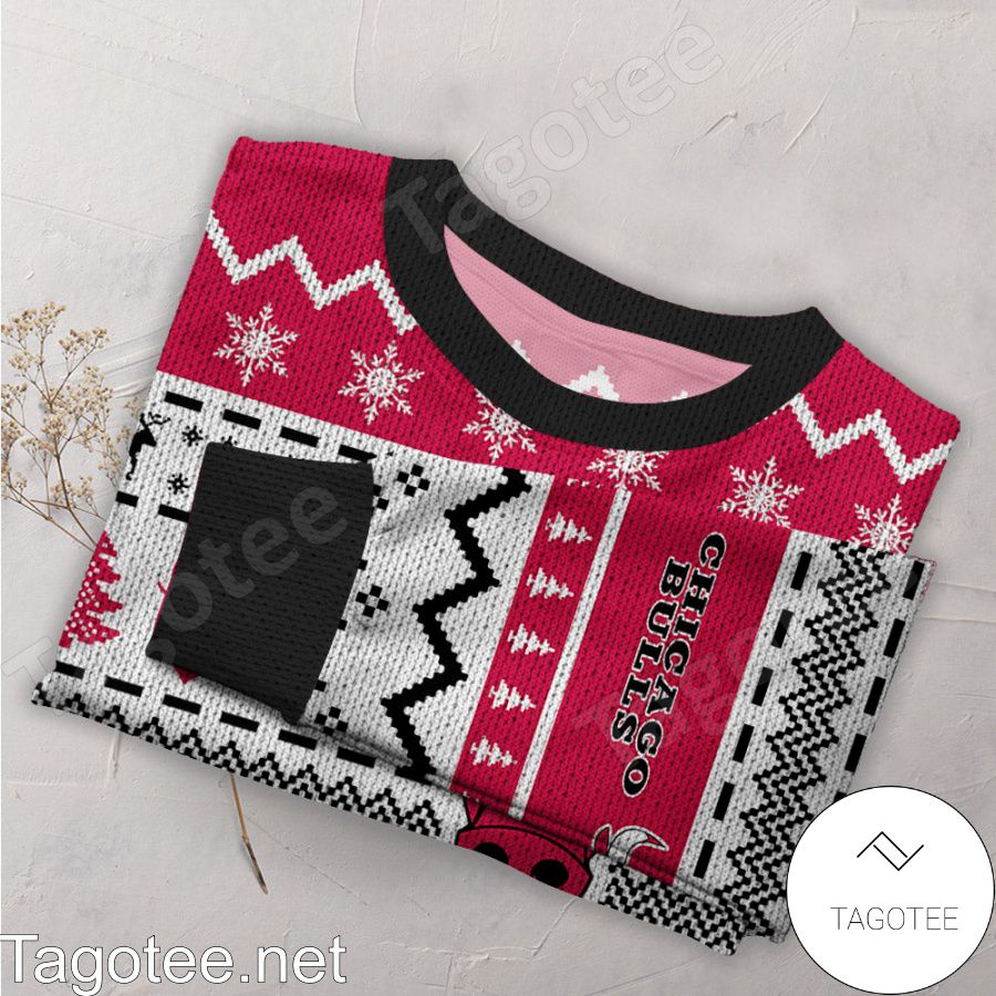 Chicago Bulls NBA Basketball Knit Pattern Ugly Christmas Sweater a