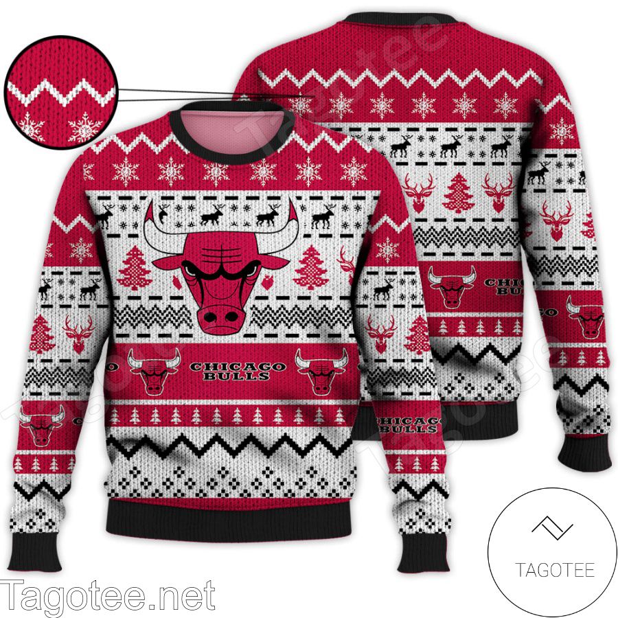 Chicago Bulls NBA Basketball Knit Pattern Ugly Christmas Sweater