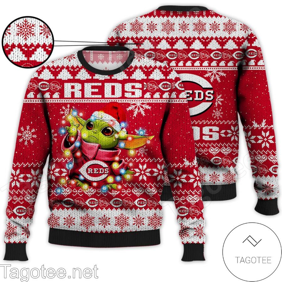 Cincinnati Reds Baby Yoda Star Wars MLB Ugly Christmas Sweater