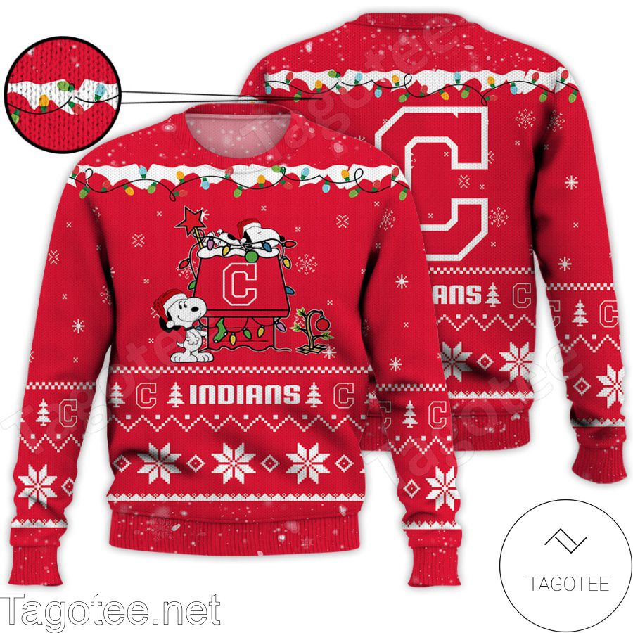 Cleveland Guardians Snoopy MLB Ugly Christmas Sweater