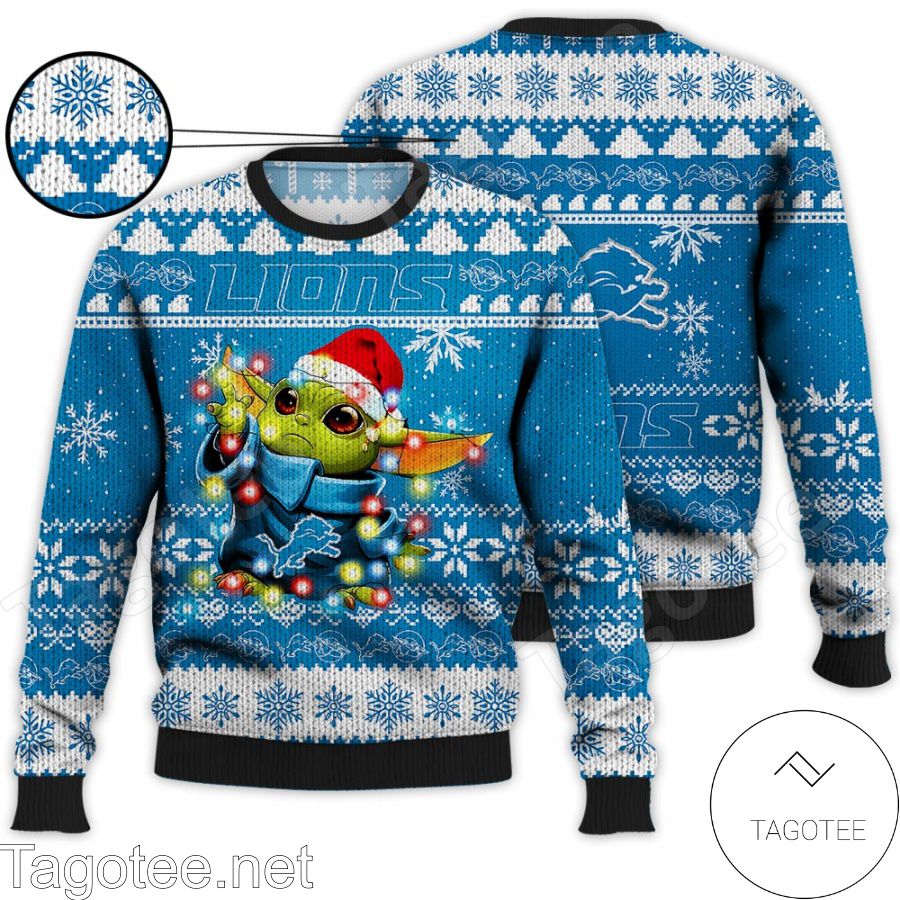 Detroit Lions Baby Yoda Star Wars NFL Ugly Christmas Sweater