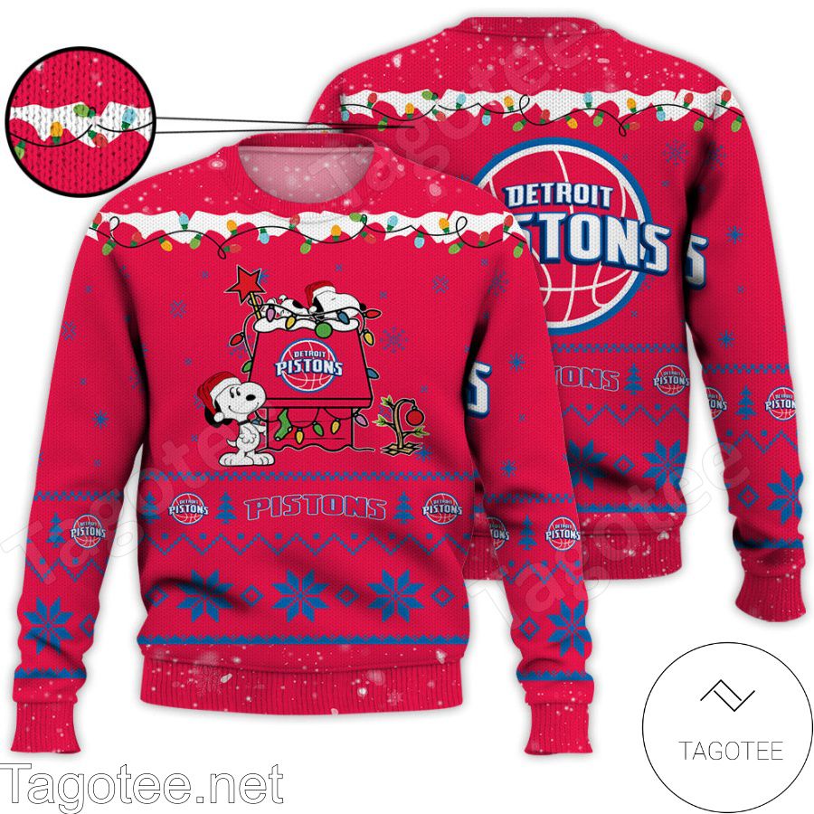 Detroit Pistons Snoopy NBA Ugly Christmas Sweater