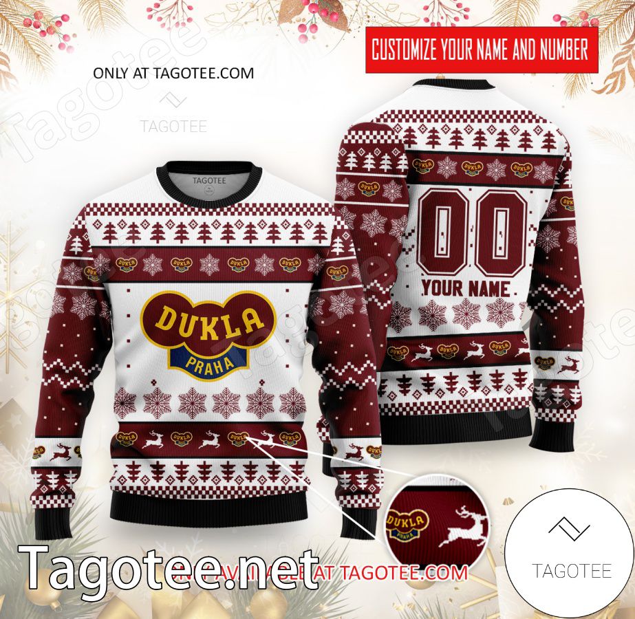 Dukla Praha Custom Ugly Christmas Sweater - EmonShop