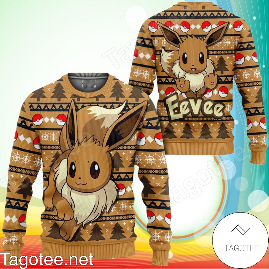 Eevee Pokeball Pokemon Manga Anime Holiday Ugly Christmas Sweater