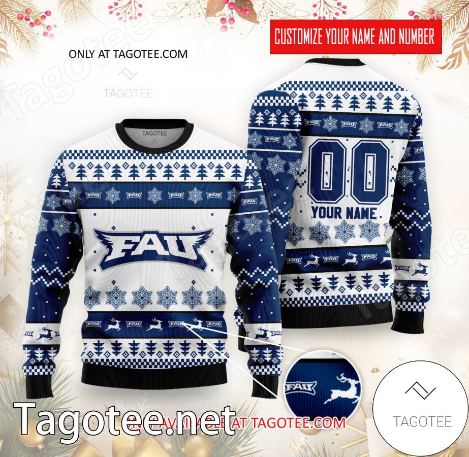 Florida Atlantic College Rugby Custom Ugly Christmas Sweater - BiShop