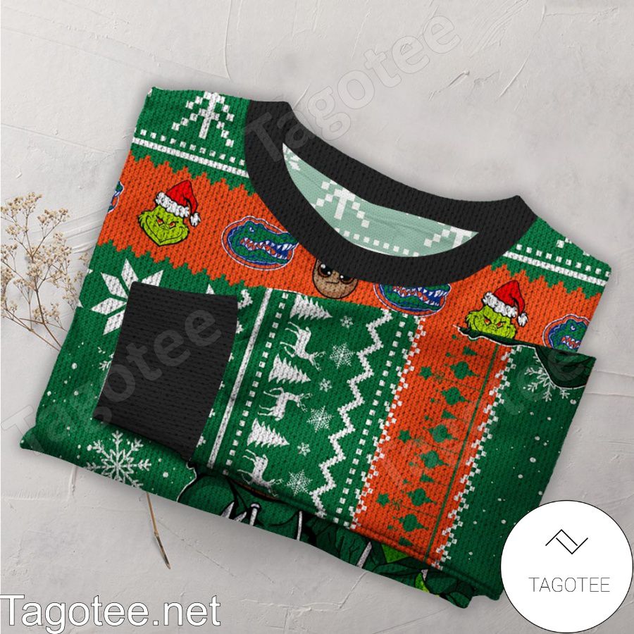 Florida Gators Baby Groot And Grinch NCAA Ugly Christmas Sweater a