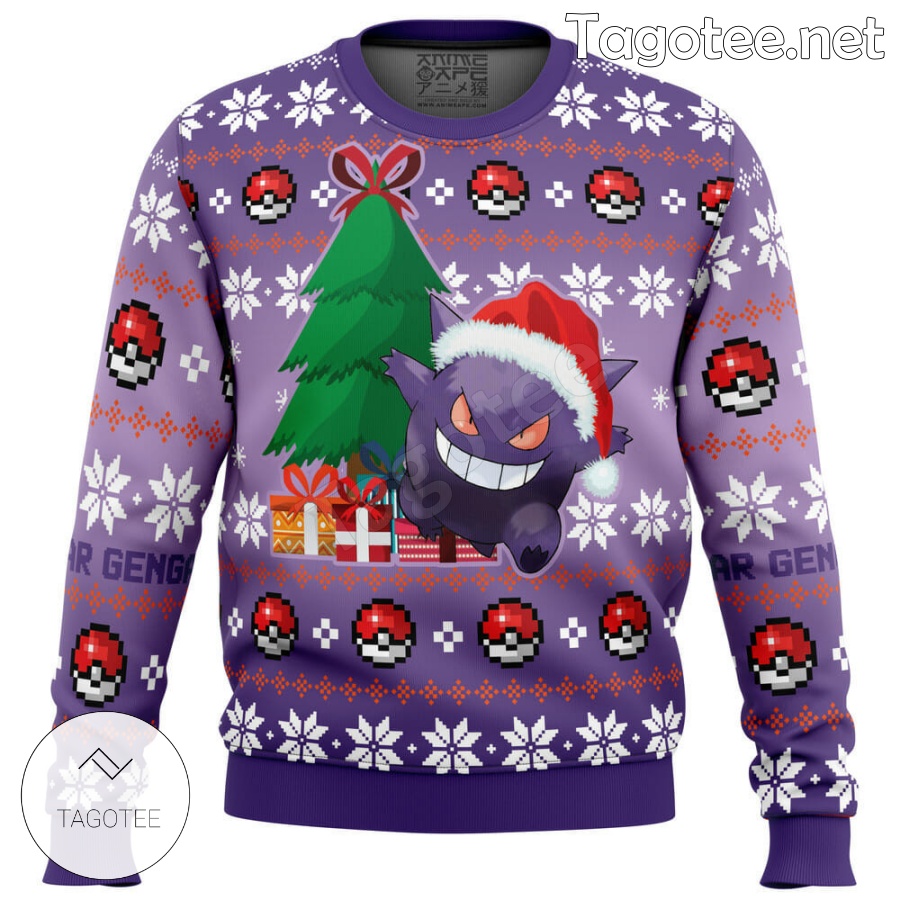 Gengar Pokemon Santa Hat Xmas Ugly Christmas Sweater