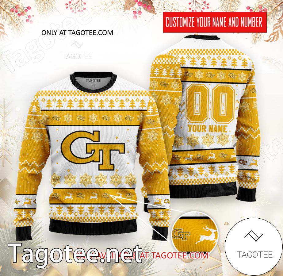 Georgia Tech College Rugby Custom Ugly Christmas Sweater - BiShop