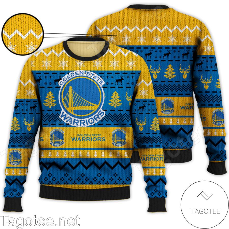 Golden State Warriors NBA Basketball Knit Pattern Ugly Christmas Sweater