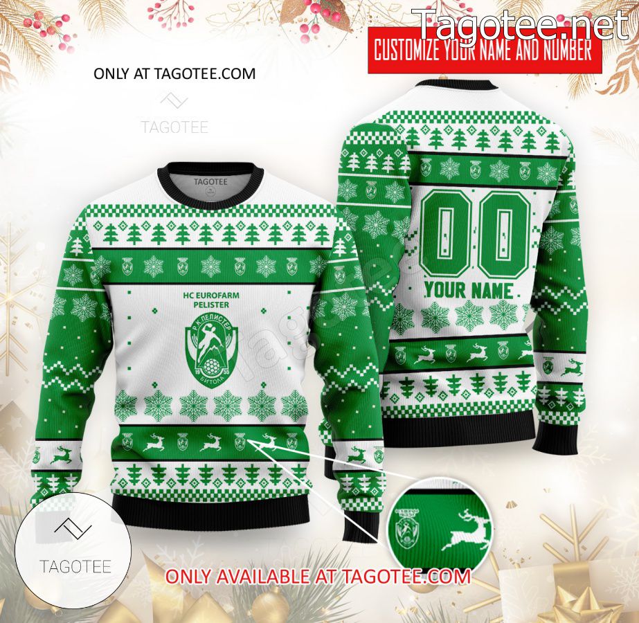 HC Eurofarm Pelister Handball Custom Ugly Christmas Sweater - BiShop