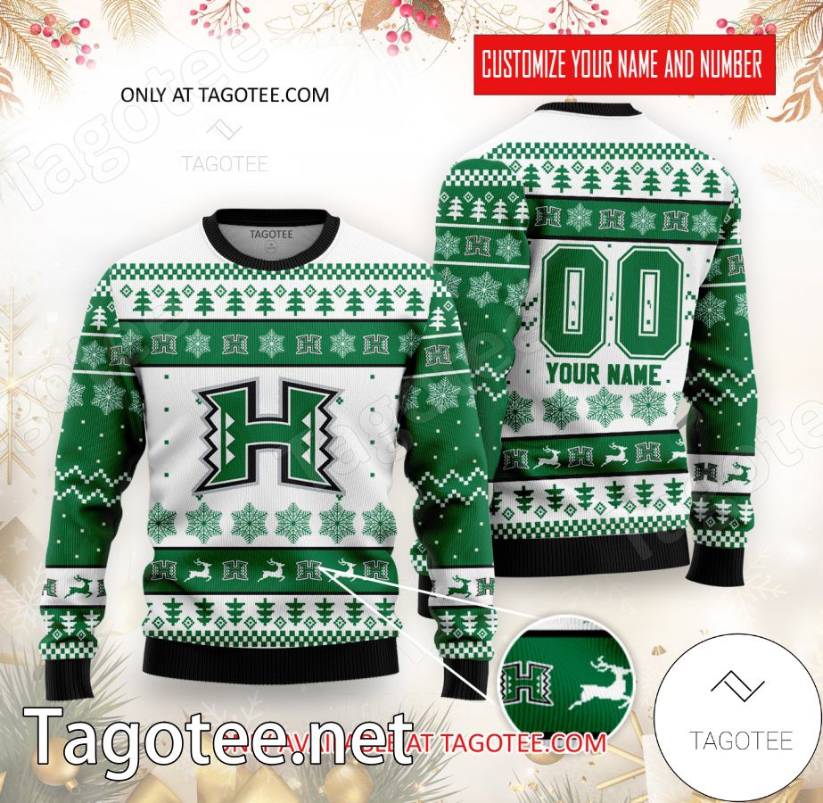 Hawaii College Rugby Custom Ugly Christmas Sweater - BiShop