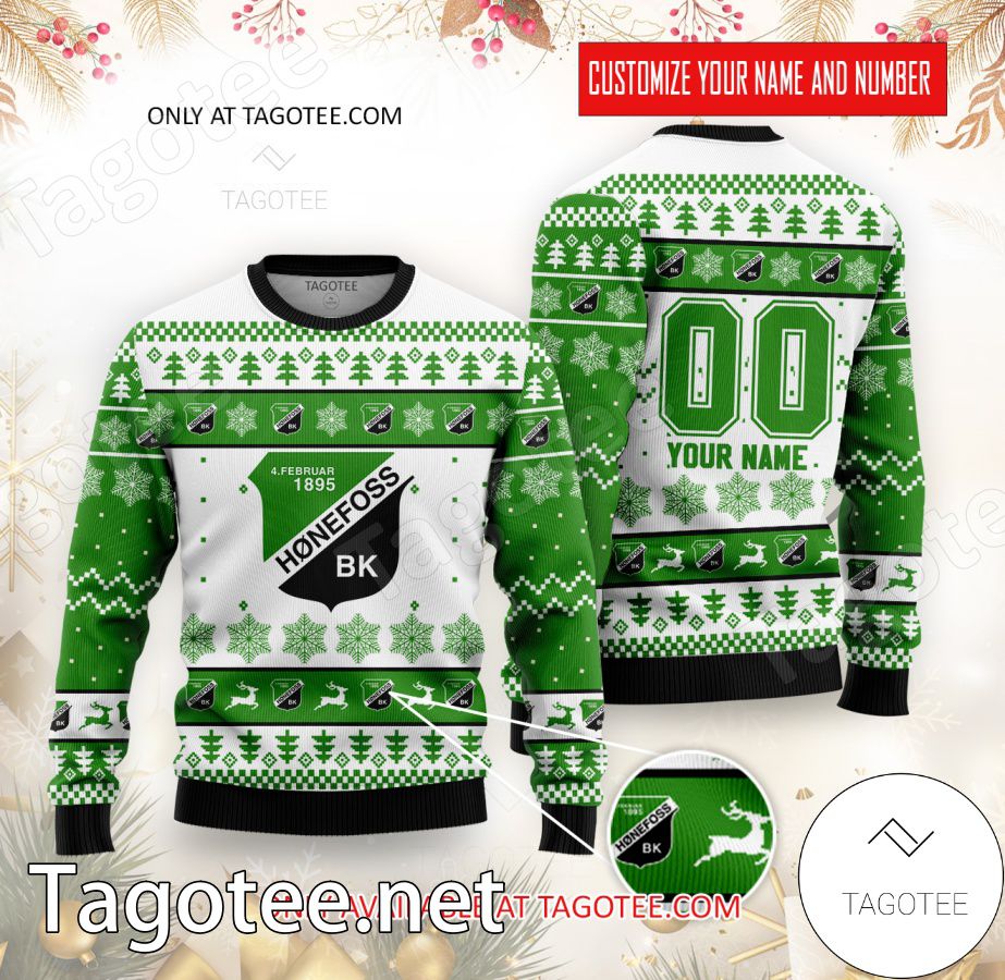 Hønefoss BK Custom Ugly Christmas Sweater - EmonShop