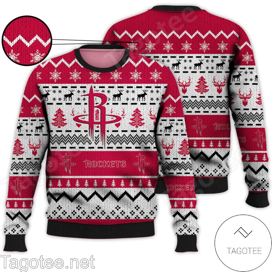 Houston Rockets NBA Basketball Knit Pattern Ugly Christmas Sweater