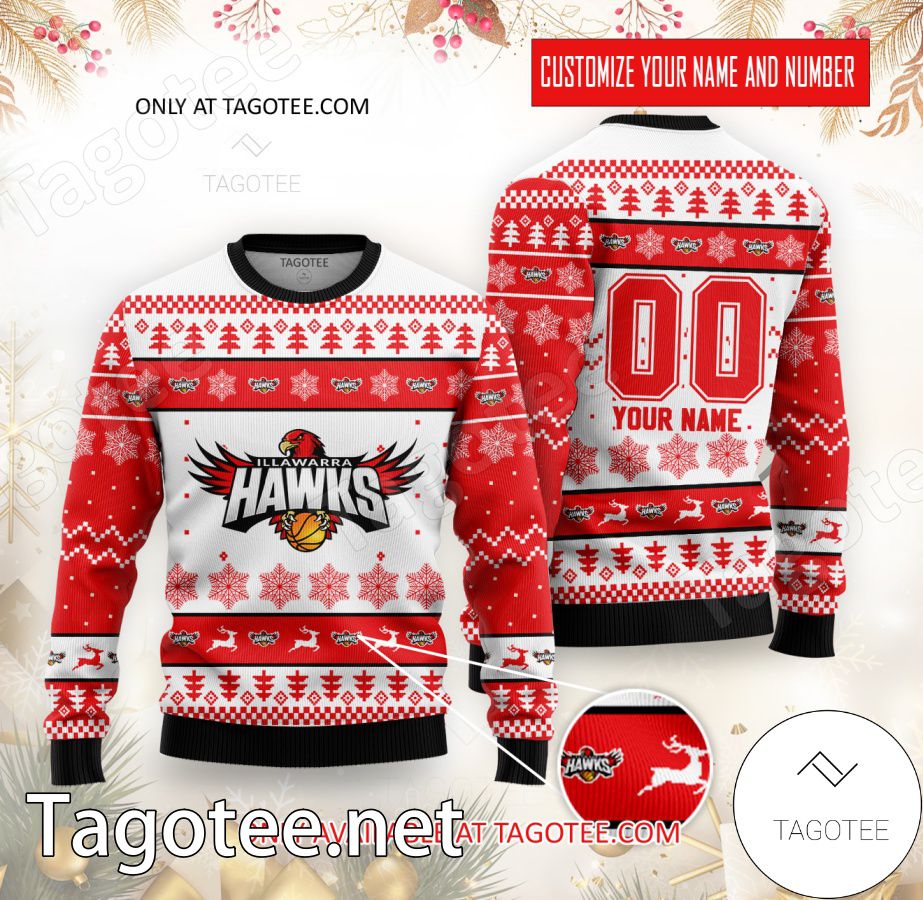 Illawarra Hawks Custom Ugly Christmas Sweater - BiShop