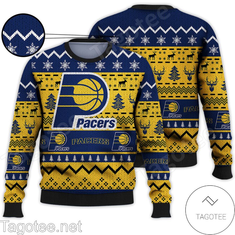 Indiana Pacers NBA Basketball Knit Pattern Ugly Christmas Sweater