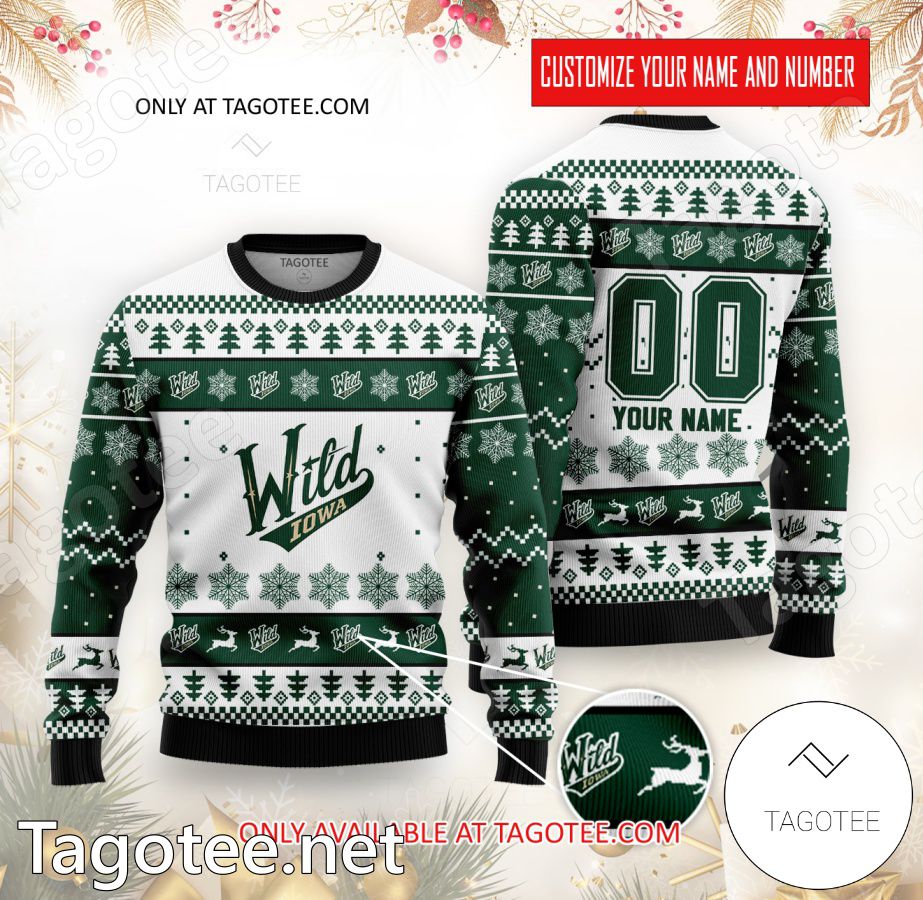 Iowa Wild Hockey Custom Ugly Christmas Sweater - BiShop