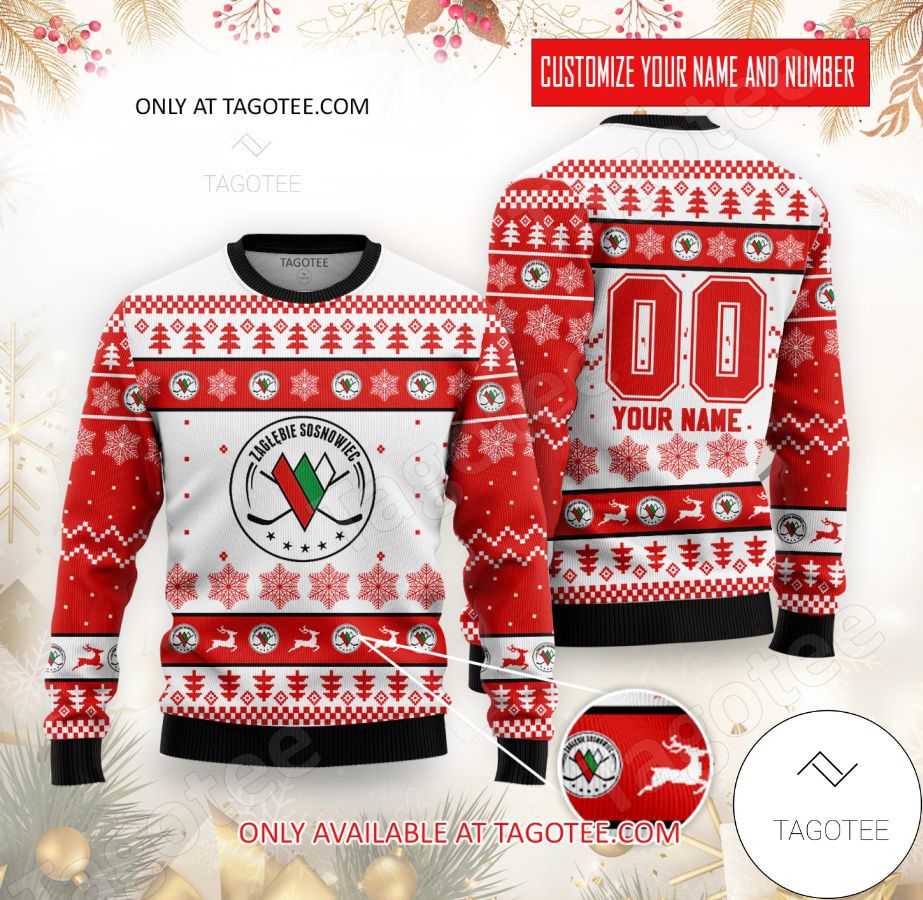 KH Zaglebie Sosnowiec Hockey Custom Ugly Christmas Sweater - EmonShop