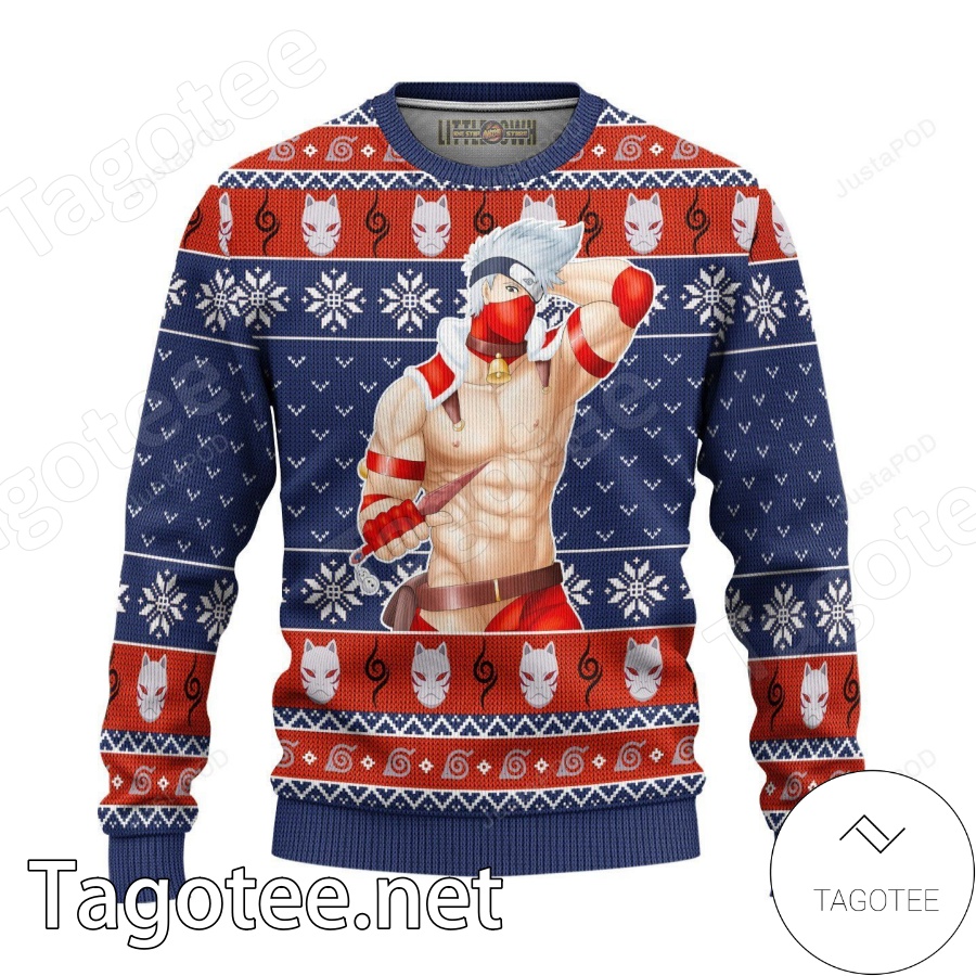 Kakashi Hatake Shirtless Naruto Shippuden Manga Anime Xmas Ugly Christmas Sweater