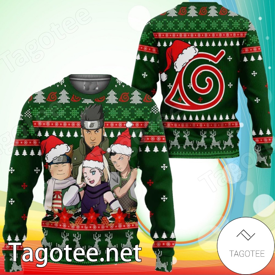 Konoha Team 10 Naruto Shippuden Manga Anime Xmas Ugly Christmas Sweater