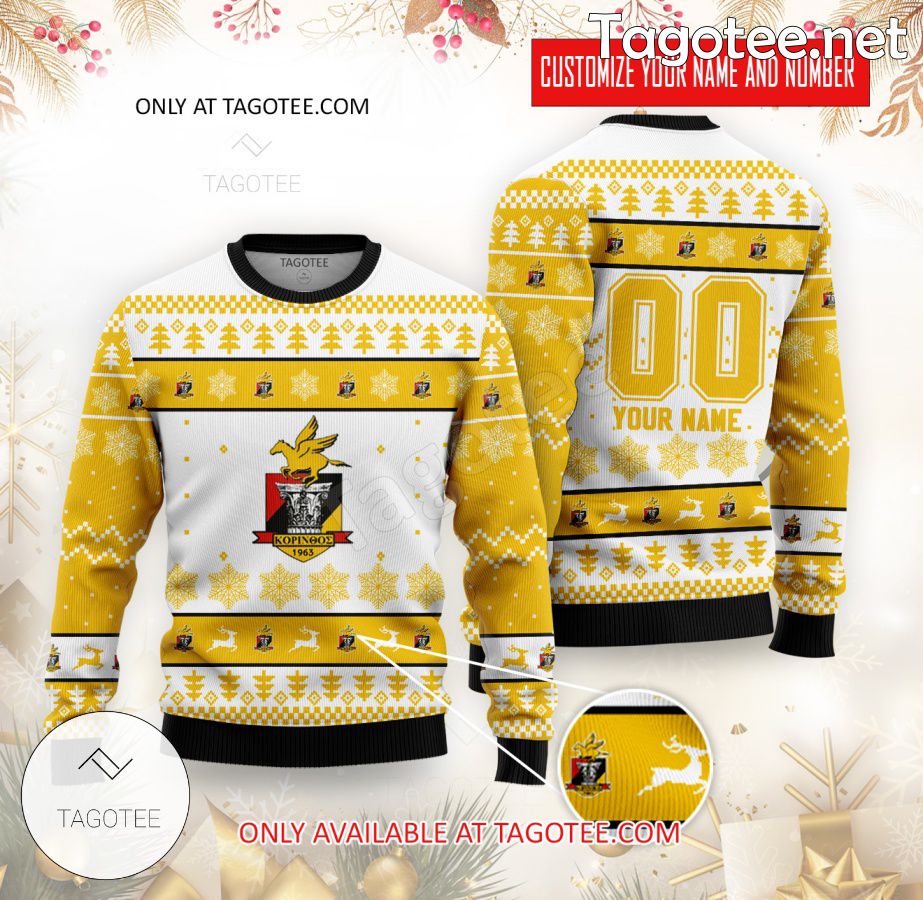 Korinthos FC Custom Ugly Christmas Sweater - EmonShop