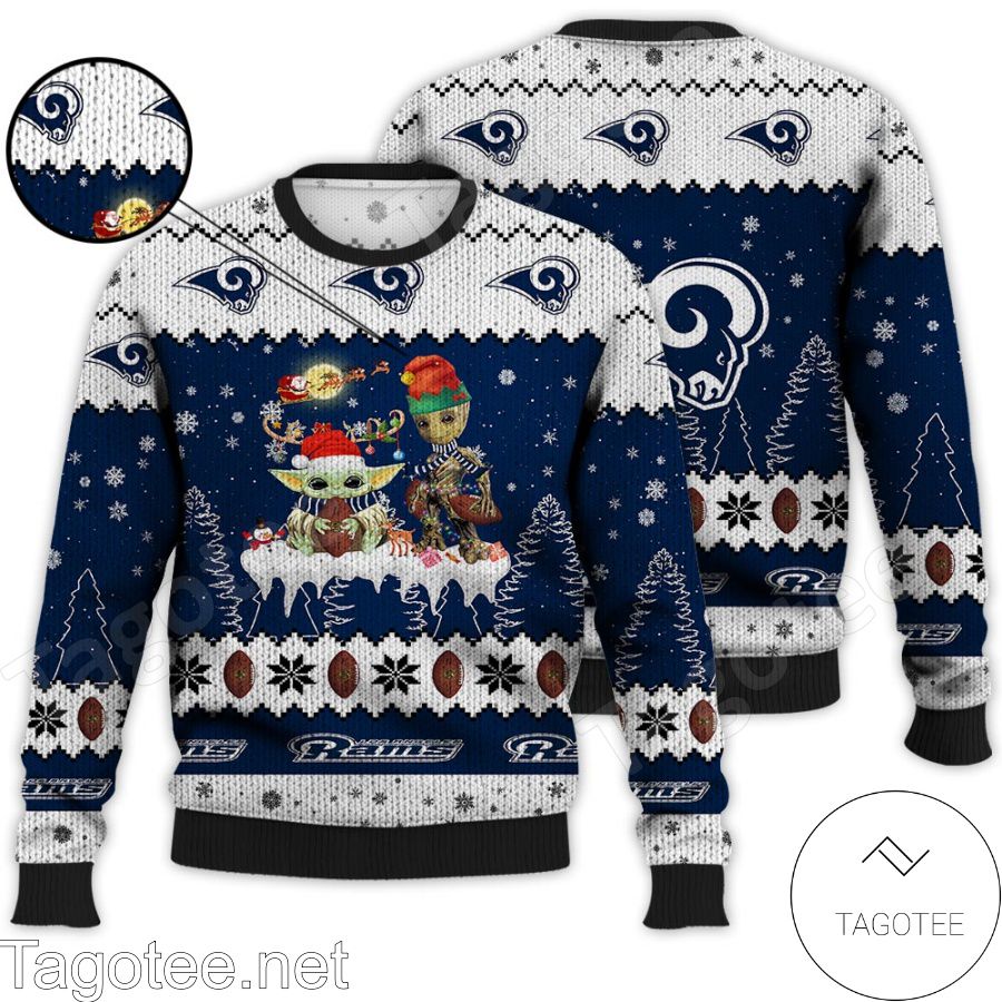 Los Angeles Rams NFL Baby Yoda And Baby Groot Ugly Christmas Sweater