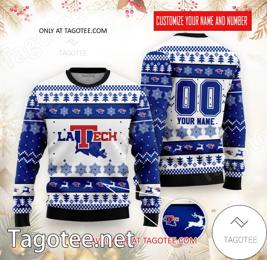 Louisiana Tech College Rugby Custom Ugly Christmas Sweater - BiShop