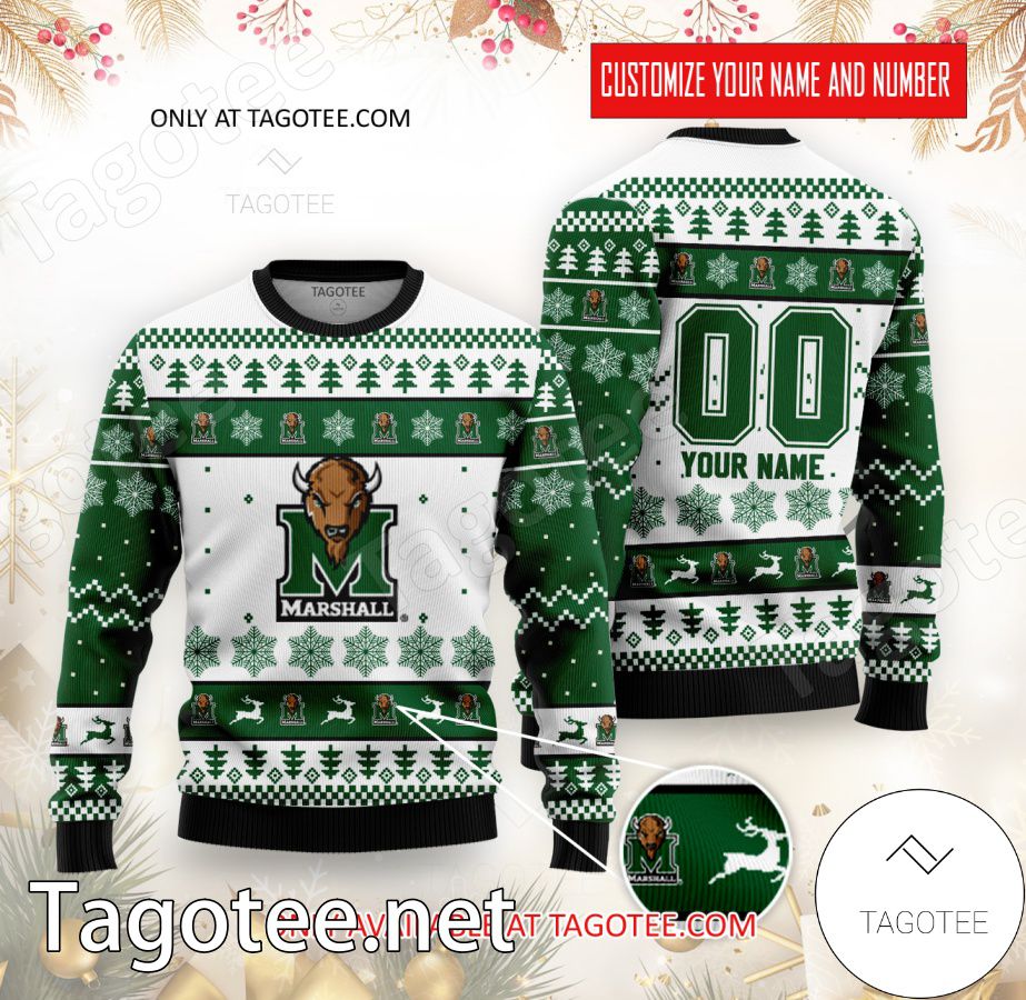 Marshall College Rugby Custom Ugly Christmas Sweater - BiShop