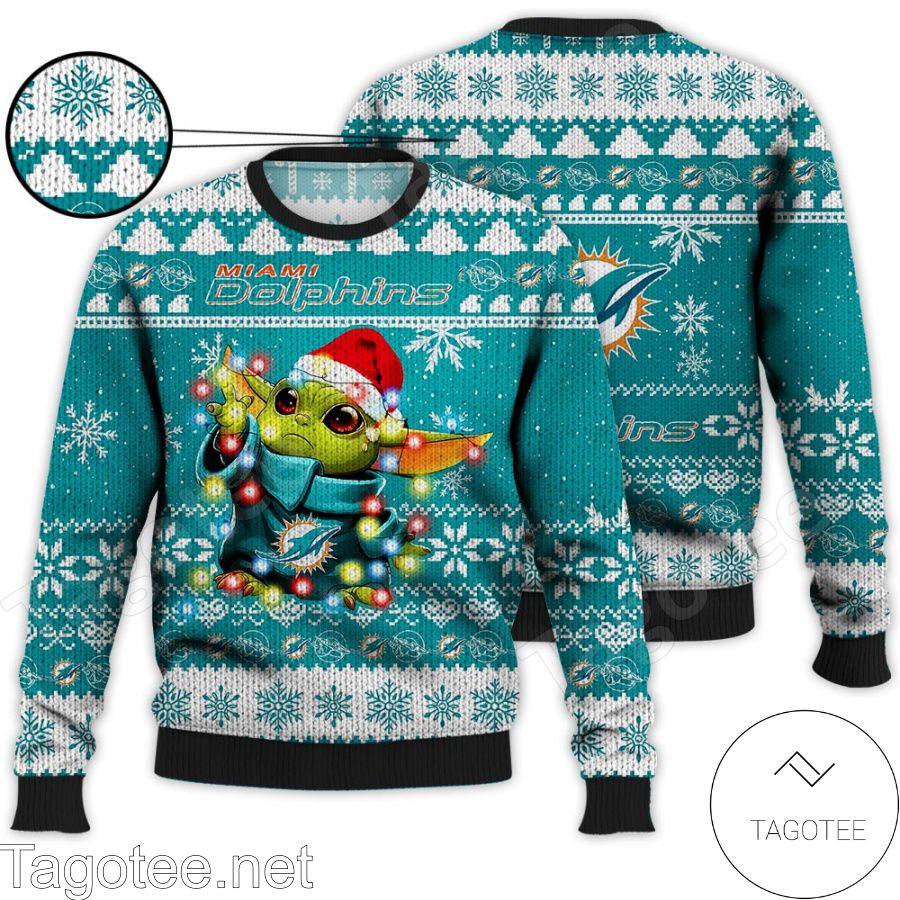 Miami Dolphins Baby Yoda Star Wars NFL Ugly Christmas Sweater