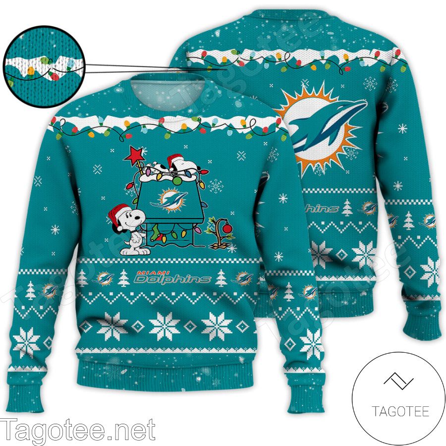 Miami Dolphins Snoopy NFL Ugly Christmas Sweater