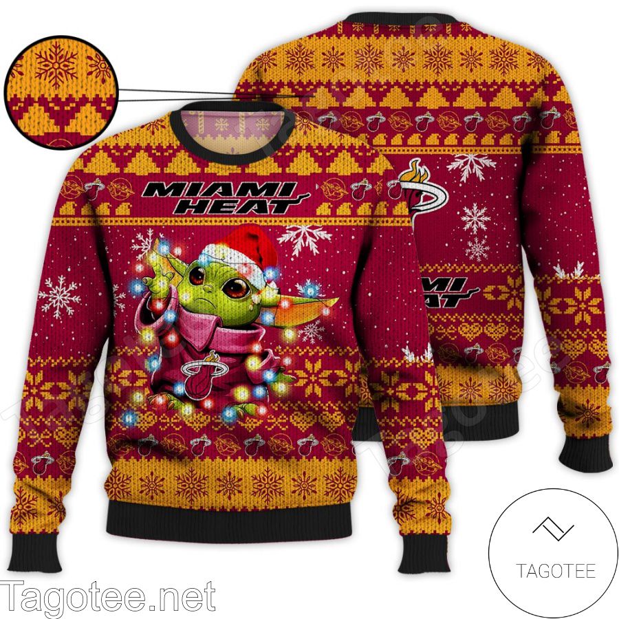 Miami Heat Baby Yoda Star Wars NBA Ugly Christmas Sweater