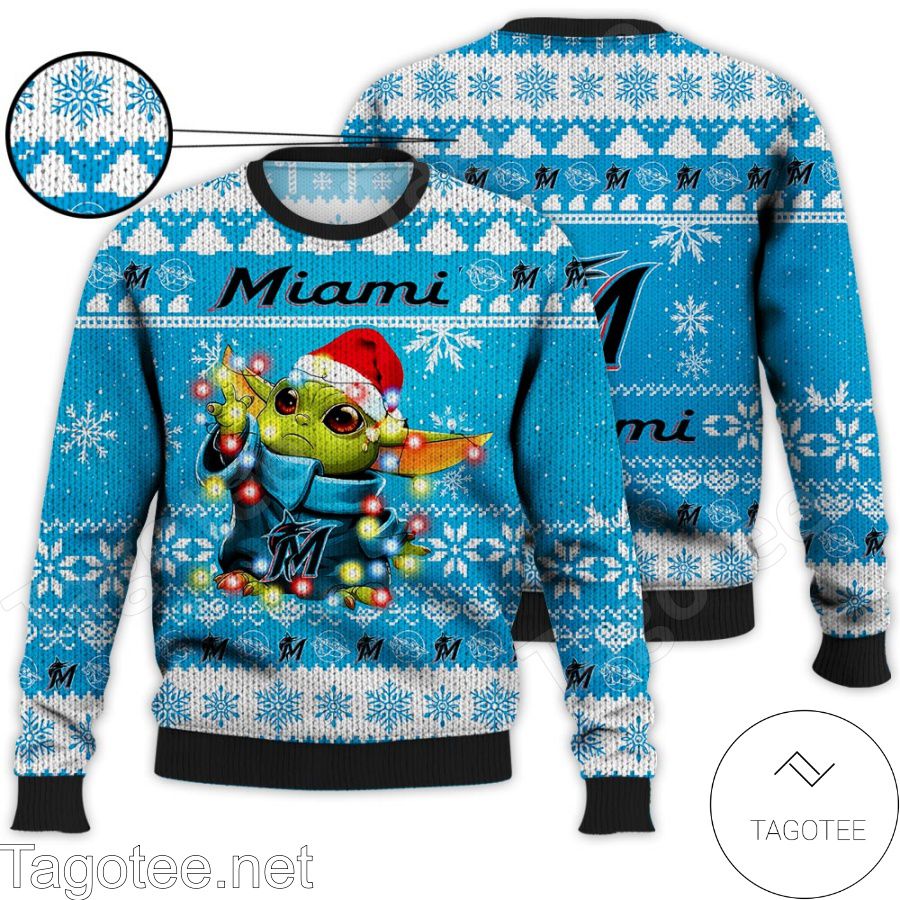 Miami Marlins Baby Yoda Star Wars MLB Ugly Christmas Sweater