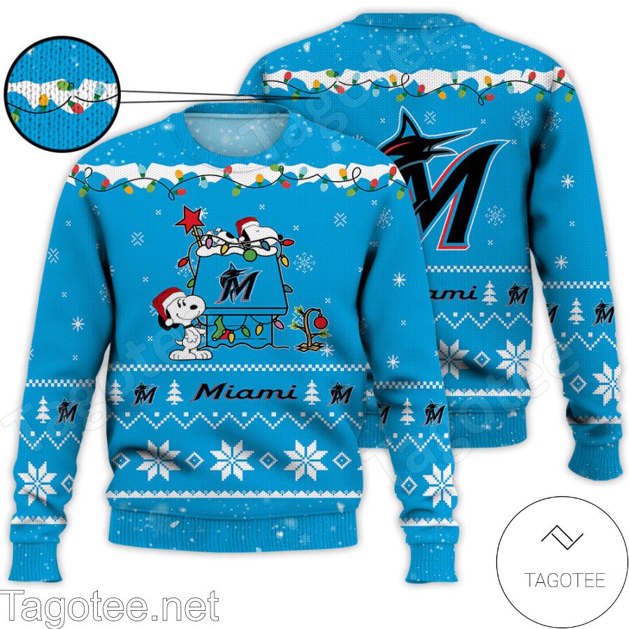 Miami Marlins Snoopy MLB Ugly Christmas Sweater