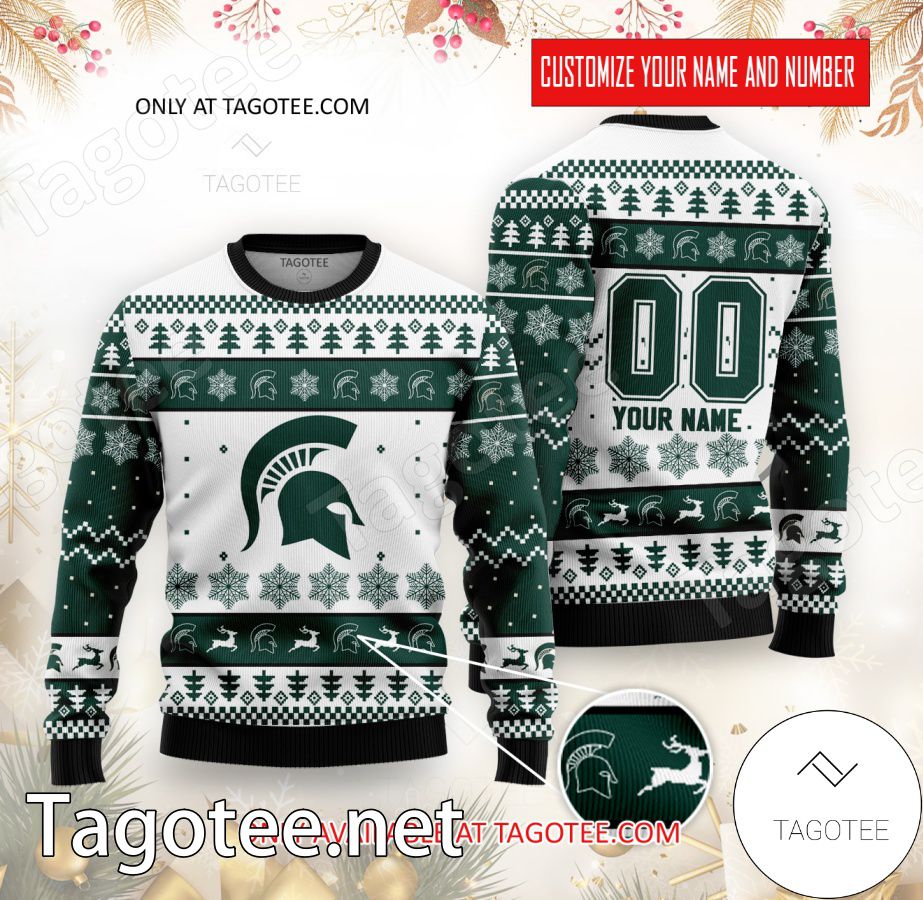 Michigan State College Rugby Custom Ugly Christmas Sweater - BiShop