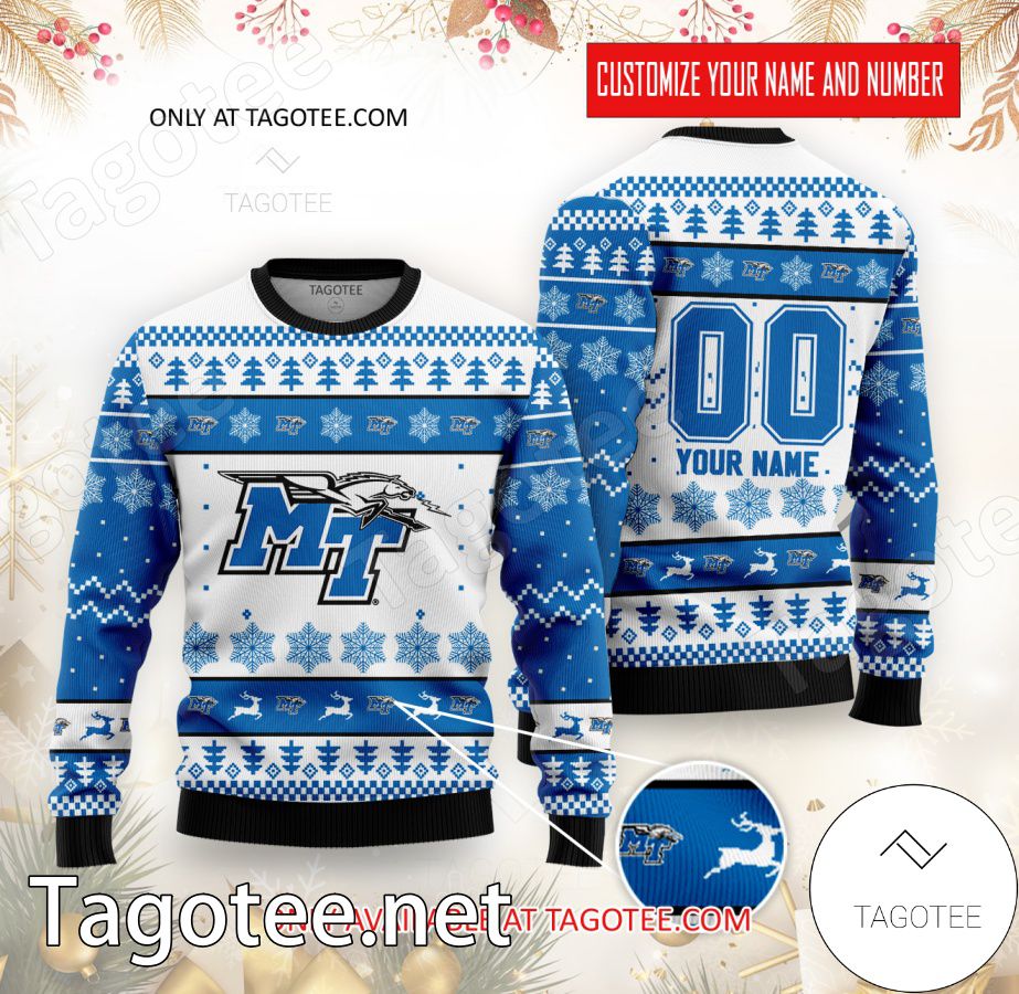 Middle Tennessee St College Rugby Custom Ugly Christmas Sweater - BiShop