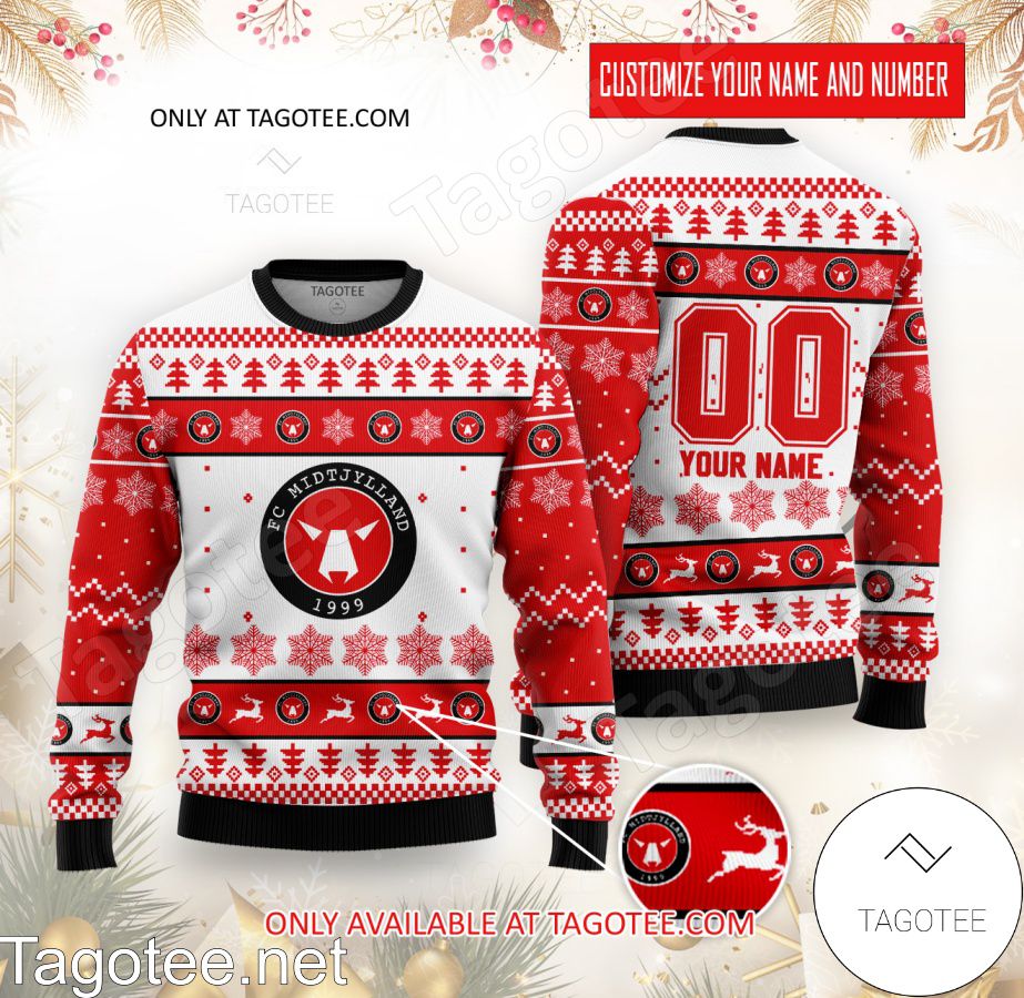 Midtjylland Custom Ugly Christmas Sweater - BiShop