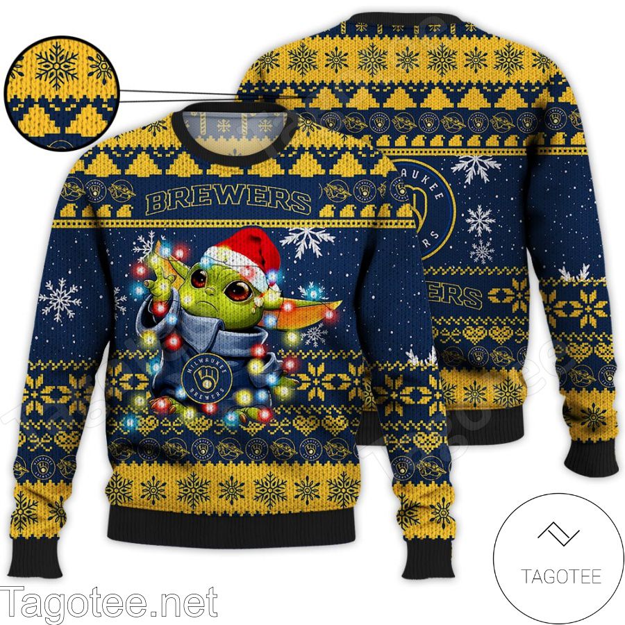 Milwaukee Brewers Baby Yoda Star Wars MLB Ugly Christmas Sweater