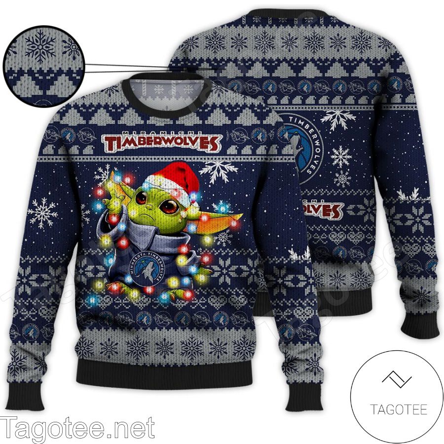 Minnesota Timberwolves Baby Yoda Star Wars NBA Ugly Christmas Sweater