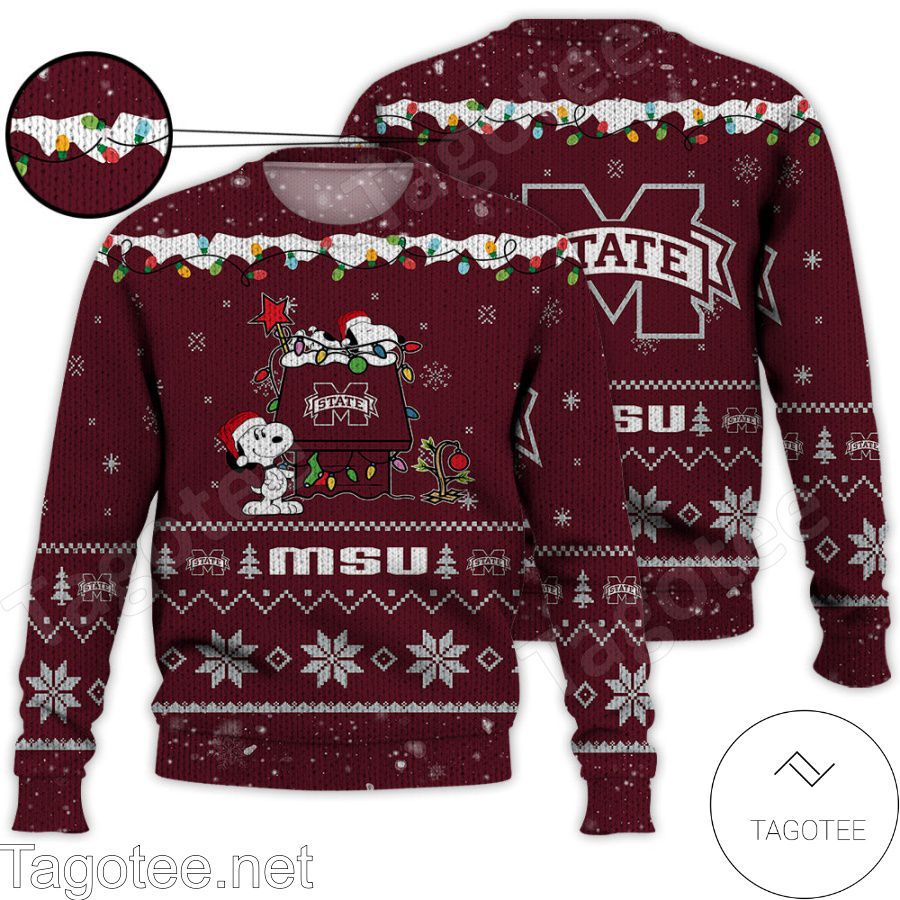 Mississippi State Bulldogs Snoopy NCAA Ugly Christmas Sweater