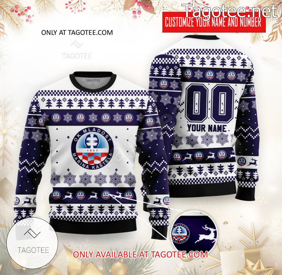 Mladost Ribola Kastela Volleyball Custom Ugly Christmas Sweater - BiShop