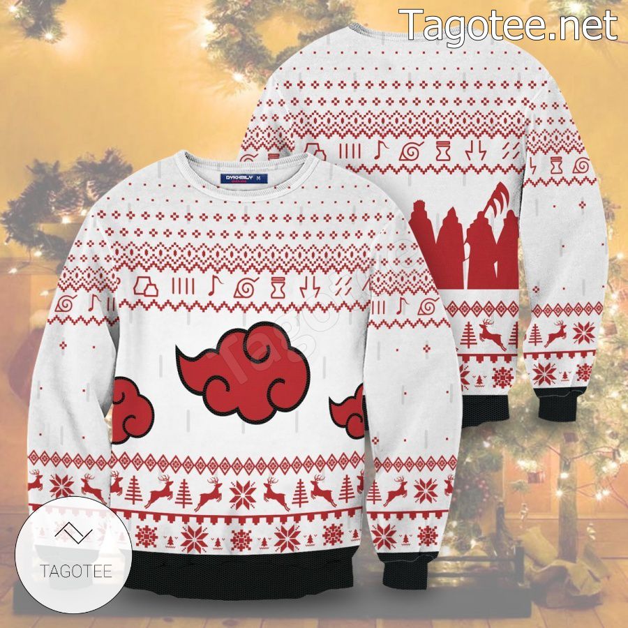 Naruto Akatsuki Red Cloud Xmas Ugly Christmas Sweater