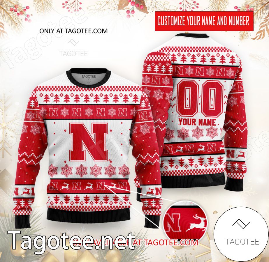 Nebraska College Rugby Custom Ugly Christmas Sweater - BiShop